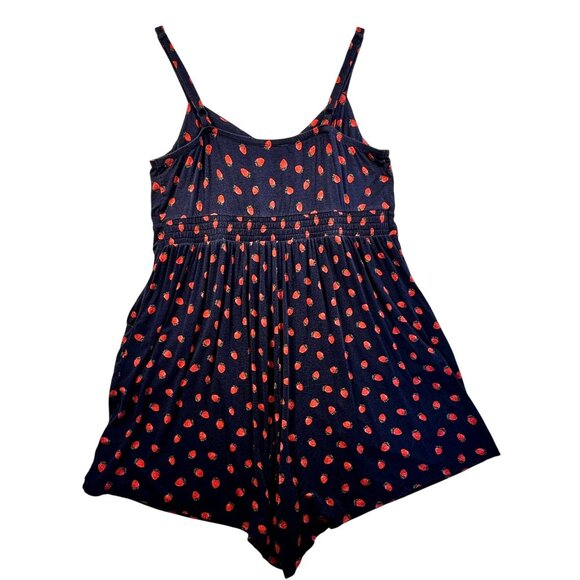 Torrid Womens Mini Romper Strawberry Print Navy Blue 2X Super Soft Knit Pockets - Picture 12 of 14